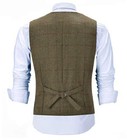 Mens Tweed Plaid Vest Vintage Western Windowpane Formal Wool Vests Large Xl 2xl
