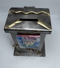 Gary Rosenthal Tzedakah Box Judaica Metal Fused Glass Hebrew Charity Box