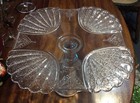 Vintage Duncan   Miller Eapg Shell   Tassel Pattern Glass Cake Stand 9 5    W 6    H