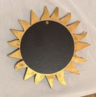 1980s Round Bohemian Sunburst Carved Wood  Wall Mirror Gold Finish Beautiful 