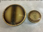 Victorian - Art Deco Brass Embossed Vanity Dresser Powder Glass  Box Jars - 2