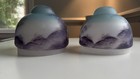2 Vintage Glass Lamp Shade Set Reverse Hand Painted Lot Japanese Antique