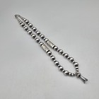 18  10mm Sterling Silver Navajo Pearl Stamped Cylinder Bead Necklace   