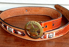 Vintage Deputy U s Marshal Badge Leather Western Ranger Belt   Brass Buckle Sz34