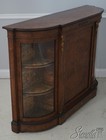 71544  English Victorian Burl Walnut Glass Door Credenza