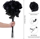 12 Pcs Black Roses Artificial Flowers With Long Stem  Faux Silk Rose Bouquet Rea