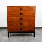 Mid Century Modern Highboy Dresser Dixie 5 Drawer Vintage Walnut Danish Drexel