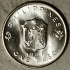 1947 Philippines Gen  Macartgur Silver 1 Peso  unc-bu  Lot  6
