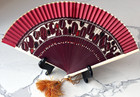 Elegant Vintage Embossed Folding Fan  Rare Cultural Collectible Art Decor Gifts
