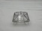 Vintage Clear Glass Square Covered Ashtray Geometric Lid Mid Century Style
