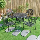 5 Pcs Patio Furniture Dining Set Outdoor Table 4 Chairs Bistro Set Black white