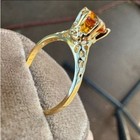 Vintage Solid 10k Yellow Gold Very Aaa Citrine Ring Art Deco Filigree
