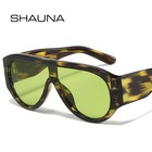 Shauna Fashion Oversized Pilot Women Sunglasses Retro One Piece Red Green Shades