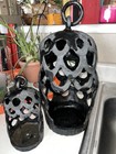 New Rare 2pc Pottery Barn Bronze Cast Iron Owl Lanterns - Fall Autumn Halloween