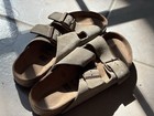 Birkenstock Arizona Taupe Suede Slide Sandals Buckle Adjustable Strap Us 5 5