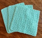 3 Handmade Crochet Dishcloths   Washcloths - 100  Cotton - 8   - Mint     