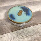 Vintage Art Deco Glass Footed Powder Box W  Lid Vanity Bath Dresser