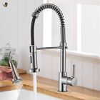 Kitchen Sink Faucet Stainless Steel Swivel Single Handle Pull Down Sprayer Mixer