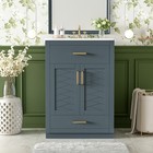 24  Bathroom Vanity With Integrated Ceramic Sink  Bathroom Cabinet With 2 Doors