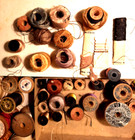 Lot Of 52 Vintage Wooden Sewing Thread Spools  Bobbins   Thread Various Sizes