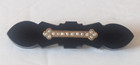 Antique Victorian Fine Black Onyx  Gold   Seed Pearl Mourning Brooch 2 5  L