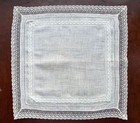 Vintage Hanky White Linen   French Lace Punch Work Excellent New Wedding 1940s