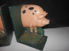 Vintage Cast Iron Pig Bookends Rustic Primitive Farmhouse Decor 