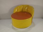 Vtg Childs Vinyl Padded Booster Seat Toddler Chair Retro 60-70s Yellow   Orange
