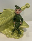 Vintage Pixie Elf Planter With Mushroom And String Bass Cello Gilner Pottery Usa