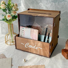 Brown Wedding Card Box With Flower Trough   Acrylic Board  Wooden Wedding Card B