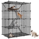 4-tier Large Cat Cage Enclosure Metal Wire Kennel Diy Cat Playpen With Hammok 
