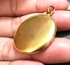 Rare Antique Edwardian victorian- 10k Gold Plain Large Locket W  Amethyst Stones