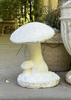 Vtg 10   large Concrete Cement Old-white-painted-heavy 12lb Garden Mushroom Statue