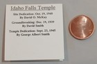 Idaho Falls Temple Lds Mormon Counter Stamped Punched On Lincoln Cent Penny Coin