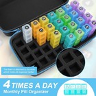 30-day Pill Organizer 4x Daily - 32 Compartment Pill Box With Travel Case   Week