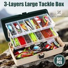 517 Pcs Large 3 Layers Fishing Lures Tackle Box Kit  Dark Green Milky White