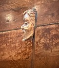 19th C  Well Carved Wood Paper Knife Devil Gargoyle Oddity W Celeb Provenance