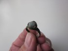 Ancient Late Roman Or Byzantine Small Bronze Ring With Blue Stone   Glass 