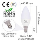  6 Pack  Led Candelabra B11 C37 Bulbs 7w 60w Replacement 120v E12 5000k Daylight
