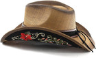 Men   Women s Woven Straw Cowboy Cowgirl Hat New One Size A Brown