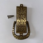Vtg  peace To All Who Enter Here  Brass Door Knocker Terra Sancta Guild Pat Date