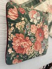 Croscill Granada Floral Accent Throw Pillow 16  X 16  Burgundy Trim Cottage Euc