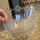 Antique Victorian Floral Etched Glass Lamp Shade Globe 4  Fitter 
