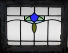 Pretty Geometrical Old English Leaded Stained Glass Window 20 3 4  X 16 1 2 