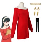 Spy Family Yor Forger Red Sweater Dress Cosplay Costume Carnival Party Outfit