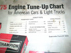Vintage 1968 To 1975 Champion Spark Plug American Car Truck Tune Up Chart Repair