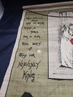 Vtg Linen Beige Red Christmas Tea Towel Retro Boho Children Sing 