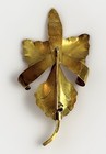 Large Vtg 18k Solid Gold Orchid Flower W  Pearl Brooch  Fancy Texture Pin  3 5   