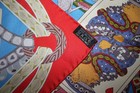 Herm  s Silk Scarf 90cm Blue Carre Dame De Coeur    Vous L   honneur Pierre Vintage 
