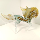 Murano Style Art Blown Glass Pegasus Horse Tan Clear White Figurine Paperweight